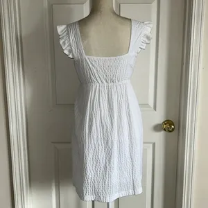 Gianni Bini GB White Square Neck‎ Old Money Seersucker Preppy Dress Sz S Feminine thumbnail 5
