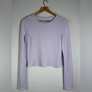 Aerie Lavender Women’s Textured Cropped Long Sleeve Top Coquette Balletcore Sz M thumbnail 2