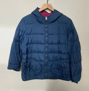 Fat Face Lightweight Puffer Coat Down Jacket Navy Burgundy Size Medium thumbnail 1