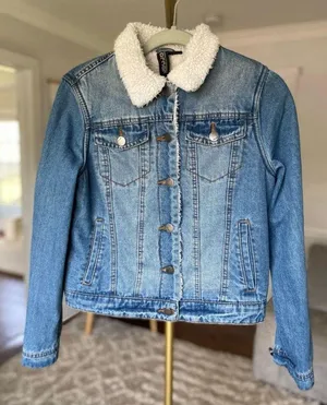 Joujou Sherpa Lined Denim Jacket Blue Jean Vintage Streetwear Winter Autumn Boho thumbnail 1