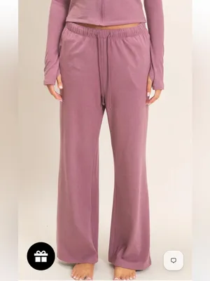 Dusty Mauve Plum Zip Up Top Wide Leg Pants Set Small thumbnail 10