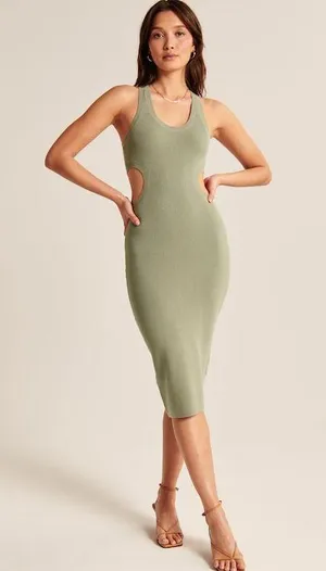 Abercrombie Cut Out Bodycon Midi Dress thumbnail 1