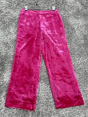 J. Crew Women’s Pink Velvet Peyton Pull On Pants Cropped Elastic Waist 6 NWT thumbnail 9