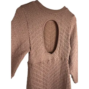 Free People Gabby Boho Textured Seamless Midi Dress in Coconut Shell Size Medium thumbnail 11