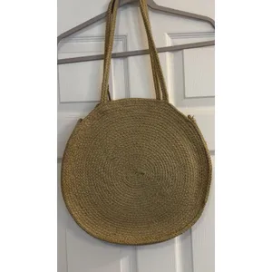 Magid‎ Large Round Bag Jute Tote Beach Purse Tassels Woven Boho Travel Excellent thumbnail 3