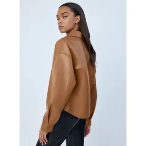Aritzia Jacket Pelli Hip Shirt‎ Shacket Vegan-Leather Button-Down Saville XS NWT thumbnail 8