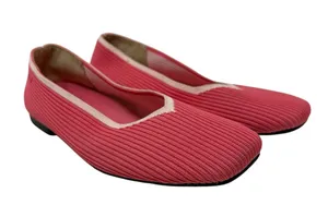 VIVAIA Margot Square Toe Knit Ballet Flats Pink Red Washable Shoes US 8 EU 39 thumbnail 1