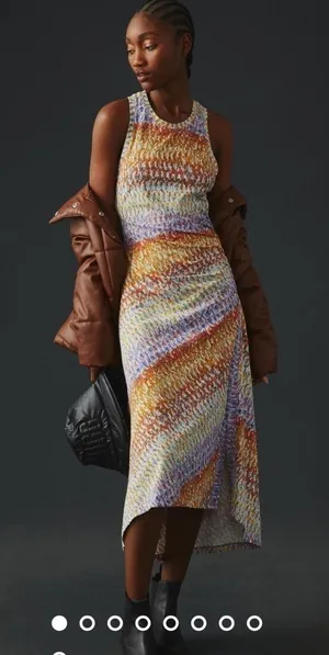 ANTHROPOLOGIE Daily Practice Purple Motiff Treasure Dress size small thumbnail 1