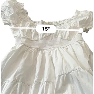 Altar'd State White Smocked Sweetheart Mini Dress L Little White Dress Bridal thumbnail 13