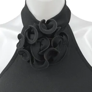 NA-KD Black Sleeveless Rose Halter High Neck Slit Midi Maxi Bodycon Dress XS thumbnail 4