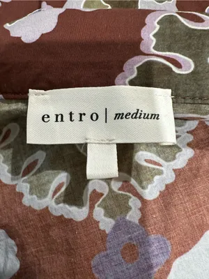 Entro Multi Mixed‑Print Button‑Front Midi Dress – Red Bean – Size M thumbnail 15