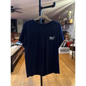 Vineyard Vines navy t-shirt colorful tie-dye whale logo on the back women's L thumbnail 3