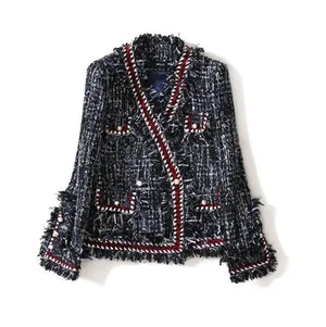 New Small Tweed Logo Jacket O Neck Blazer thumbnail 4