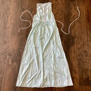 Vintage Silky Light Blue Nightgown with Embroidery thumbnail 3