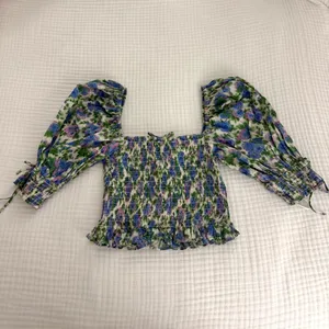 For Love & Lemons Floral Smocked Puff Sleeve Crop Top thumbnail 2