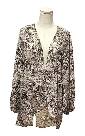 Vince Camuto Snakeskin Print Open Front Chiffon Cardigan thumbnail 1