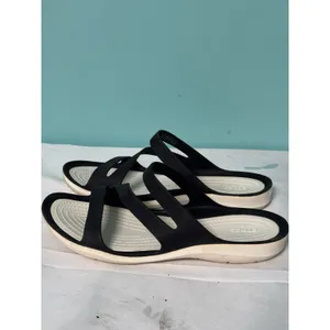 Crocs Swiftwater White Black Strappy Slide Sandals Womens Size 7 Iconic Slip‎ On thumbnail 4