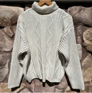 Club Monaco Women’s Sweater Heavy Cable Knit Fisherman Beige Size Large thumbnail 1