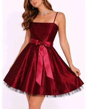 Vintage Satin Bow Tulle Mini Homecoming Dress Size 4 Red Pinup Y2K Whimsigoth thumbnail 1