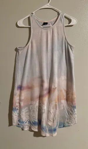 Kensie Pastel Tie-Dye Floral Tank Top - White, Pink, Peach, Blue thumbnail 1