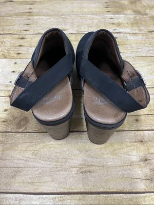 Dansko Black Leather Slingback Clogs with Wood-Look Sole size 8.5/9 thumbnail 4