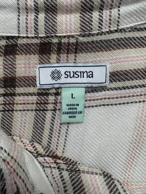Susina Size Large Long Sleeve Plaid Shirt thumbnail 8