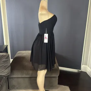 Women’s Black Strapless Short Chiffon Homecoming Party Dress Size S (4) NWT thumbnail 4