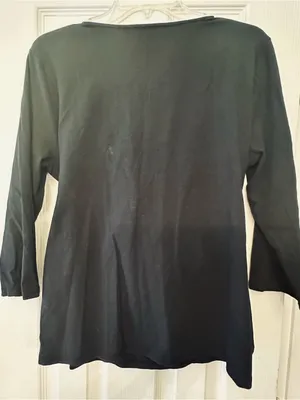 Jones New York Black Wrap-Front Top with Ring Accent thumbnail 3