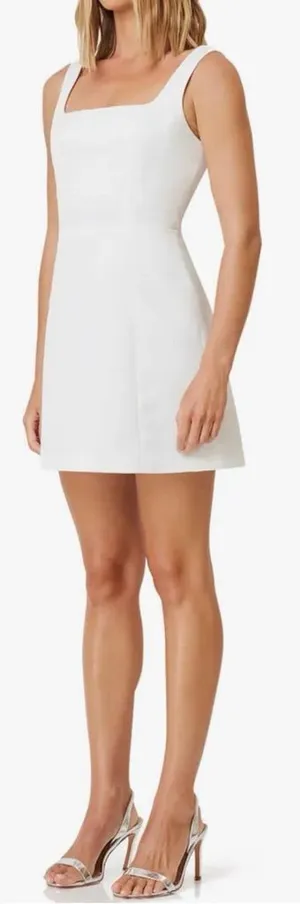 NEW ELLIATT Amelie Square Neck Duchesse Ivory Satin Cocktail Minidress Sz S thumbnail 1