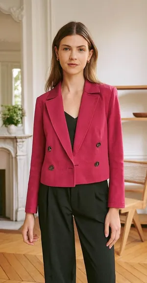 Adrienne Landau Cropped Blazer Double Breasted Jacket Office‎ Career Size XL thumbnail 1