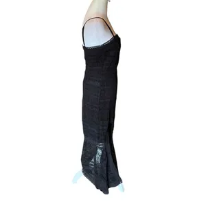 Lulus Absolute Elegance Black Lace Sleeveless Midi Dress Slit Womens Small NEW thumbnail 7