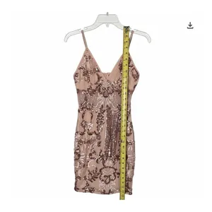 PrettyLittleThing Dress Womens 0 Pink Sequin Bodycon Mini Cocktail Party Event thumbnail 5