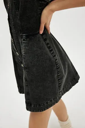 Free people gimme more denim mini dress thumbnail 4