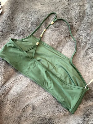 NWOT Aerie Olive One Shoulder Bandeau Swim Top size L thumbnail 5