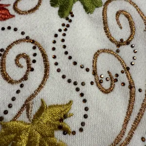🍂 Cozy Fall Multicolor Leaf Embroidered Sweatshirt with Bead Embellishments 🍁 L thumbnail 8