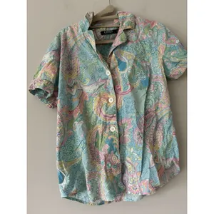 Lauren Ralph Lauren Paisley Pastel Cotton Boxer Pajama Set Size Medium Preppy thumbnail 3