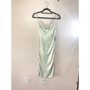 EXPRESS Metallic Cowl Neck Cross Back Midi Slip Dress thumbnail 13