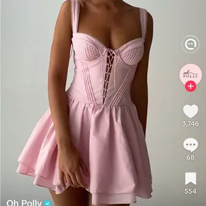 Oh Polly Pintucked‎ Lace-Up Corset Mini Dress in Blush Size 6 C28 thumbnail 5