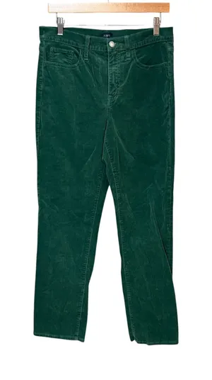 J.Crew Womens Green Corduroy Straight Leg High Rise Pants BT006 Size 29 thumbnail 1
