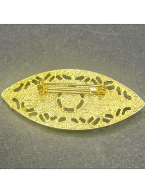 2.5" Gold Tone Evil Eye Brooch Pearl Center Filigree Vintage Style thumbnail 5