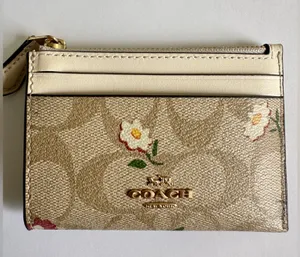 Mini Skinny Id Case In Signature Canvas With Nostalgic Ditsy Print NWT thumbnail 1