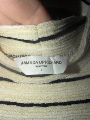 Amanda Uprichard Cream & Black Striped Sleeveless Knit Dress thumbnail 7