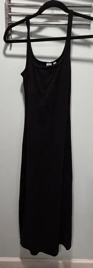 Gap Maxi Dress Black Small Ribbed Minimalist Casual Summer Sleeveless thumbnail 1