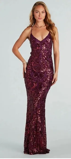 Windsor Taisia Formal Sequin Scroll Dress thumbnail 1