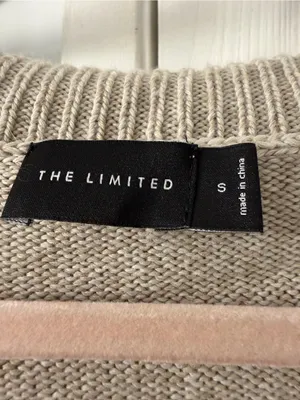The Limited Wool blend Cream Off-the-Shoulder Ribbed Cowl Sweater thumbnail 2