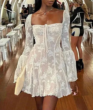 NWOT House of cb ANALISSA Vintage Cream Lace Corset Dress in long. Size Large+ thumbnail 2