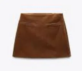 Zara Brown Suede A-Line Mini Skirt thumbnail 1