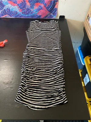 Sleeveless Black and White Striped V-Neck Maxi Dress thumbnail 6