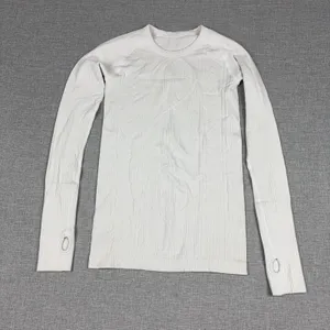 Lululemon Long Sleeve Shirt Womens Small White Textured Knit Thumbholes Yoga thumbnail 1