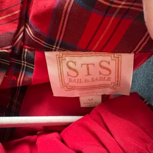 Sail to Sable Red Plaid Button-Back Blouse thumbnail 4